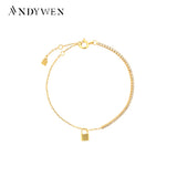 925 Sterling Silver Lock Charm Bracelet Bangle Women Crystal Jewelry