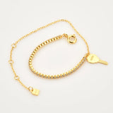 925 Sterling Silver Lock Charm Bracelet Bangle Women Crystal Jewelry