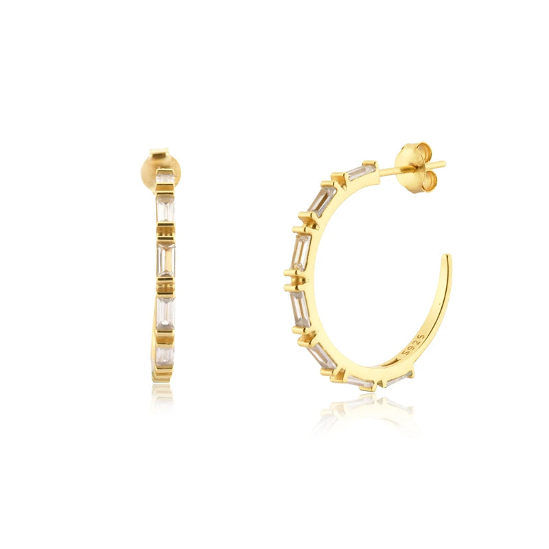 925 Silver Zircon Hoops Earring Round Criollas