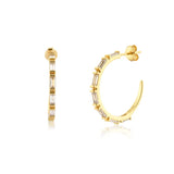 925 Silver Zircon Hoops Earring Round Criollas
