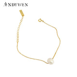 925 Silver Pearl Chain Bracelet Wedding Party Rock Punk Jewelry
