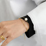 925 Silver Pearl Chain Bracelet Wedding Party Rock Punk Jewelry