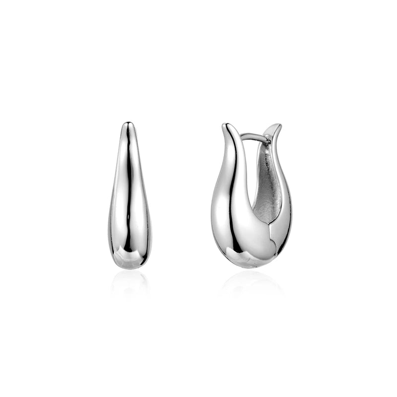 925 Silver Plain Hoops Earrings Women Punk Fine Jewelry