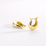 925 Silver Plain Hoops Earrings Women Punk Fine Jewelry