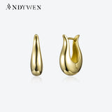 925 Silver Plain Hoops Earrings Women Punk Fine Jewelry