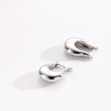925 Silver Plain Hoops Earrings Women Punk Fine Jewelry