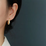 925 Silver Plain Hoops Earrings Women Punk Fine Jewelry