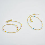 925 Sterling Silver Rainbow CZ Enamel Beads Chain Bracelet Women