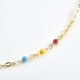 925 Sterling Silver Rainbow CZ Enamel Beads Chain Bracelet Women