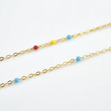925 Sterling Silver Rainbow CZ Enamel Beads Chain Bracelet Women