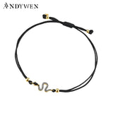 925 Silver Snake Zircon CZ Charm Rope Bracelet Adjustable Chain Bangle