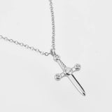 925 Silver Sword Pendant Chain Necklace Plain Wedding Rock P