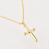 925 Silver Sword Pendant Chain Necklace Plain Wedding Rock P