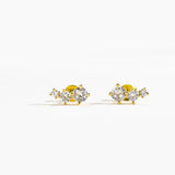 925 Silver 3 Big CZ Stud Earring Piercing Crystal Fine Jewelry