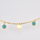 925 Silver Turquoise Happy Face Smiley Chain Necklace Wedding Gift