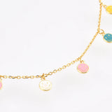 925 Silver Turquoise Happy Face Smiley Chain Necklace Wedding Gift