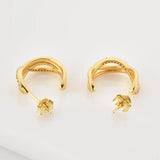 925 Silver Twist Meld Earring Clips Three Line Cross Circle Hoops