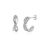 925 Silver Twist Meld Earring Clips Three Line Cross Circle Hoops