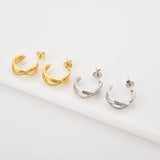925 Silver Twist Meld Earring Clips Three Line Cross Circle Hoops