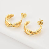 925 Silver Twist Meld Earring Clips Three Line Cross Circle Hoops