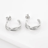 925 Silver Twist Meld Earring Clips Three Line Cross Circle Hoops