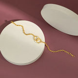 925 Silver Double Circle Thick Chain Bracelet Rock Punk Jewelry Women