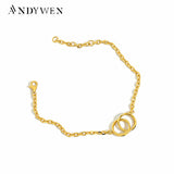 925 Silver Double Circle Thick Chain Bracelet Rock Punk Jewelry Women