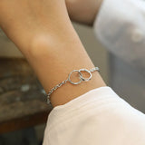 925 Silver Double Circle Thick Chain Bracelet Rock Punk Jewelry Women