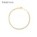 925 Silver Zircon Charm Chain Bracelet CZ Crystal Soft Jewelry Choker