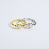 925 Silver Opal Beads Ring Women Party Punk Fine Jewels