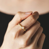 925 Silver Opal Beads Ring Women Party Punk Fine Jewels