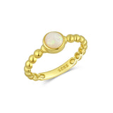 925 Silver Opal Beads Ring Women Party Punk Fine Jewels