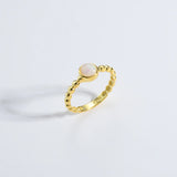 925 Silver Opal Beads Ring Women Party Punk Fine Jewels