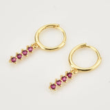 Sterling Silver Zircon Rainbow 12 Drop Earrings Wedding Jewelry