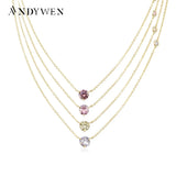 Sterling Silver Lavender Zircon Pendant Charm Necklace