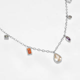 Winter 925 Sterling Silver Zircon Charm Long Chain Choker Necklace