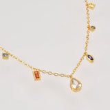Winter 925 Sterling Silver Zircon Charm Long Chain Choker Necklace