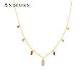 Winter 925 Sterling Silver Zircon Charm Long Chain Choker Necklace