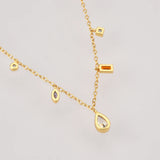 Winter 925 Sterling Silver Zircon Charm Long Chain Choker Necklace