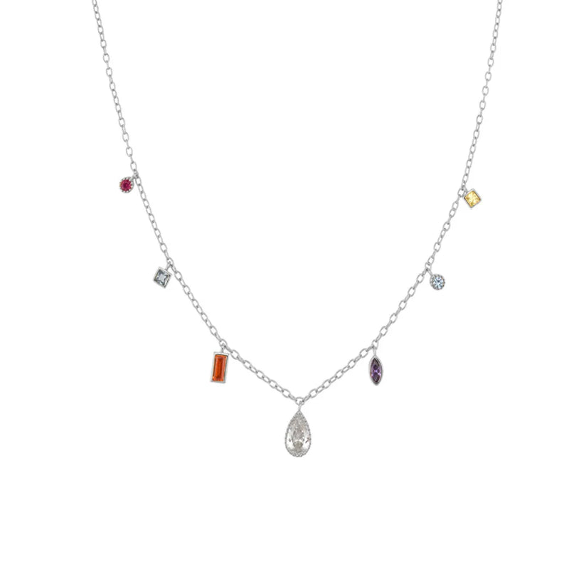 Winter 925 Sterling Silver Zircon Charm Long Chain Choker Necklace