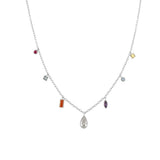 Winter 925 Sterling Silver Zircon Charm Long Chain Choker Necklace