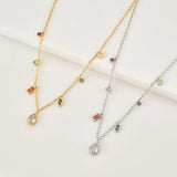 Winter 925 Sterling Silver Zircon Charm Long Chain Choker Necklace