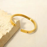Colorful Crystal Evil Eye Stainless Steel Golden Bangle Bracelet for Women