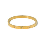 Colorful Crystal Evil Eye Stainless Steel Golden Bangle Bracelet for Women