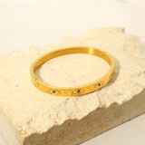 Colorful Crystal Evil Eye Stainless Steel Golden Bangle Bracelet for Women