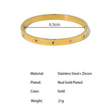 Colorful Crystal Evil Eye Stainless Steel Golden Bangle Bracelet for Women