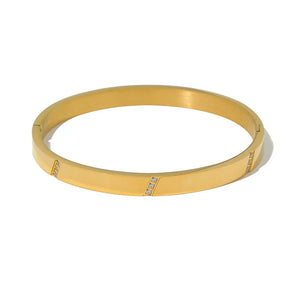 CZ Stainless Steel Bangle Bracelet for Women - Statement Jewelry Gift