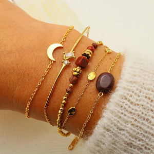Bohemian Stone Charm Bracelets Set Chain Jewelry Gift