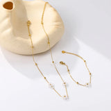 Pearl Beads Daisy Flower Necklace Stainless Steel Chain Choker