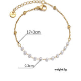 Pearl Stainless Steel Chain Bracelet Charm Jewelry for Women